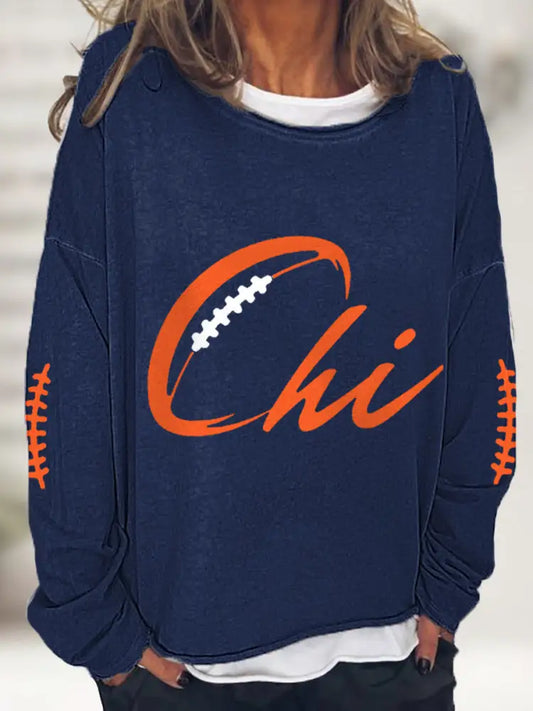 Women’s Football Fans Lovers Gameday Casual Sweatshirt Navy Blue / S