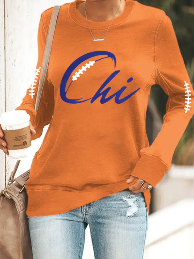 Women’s Football Fans Lovers Gameday Casual Sweatshirt Orange / S