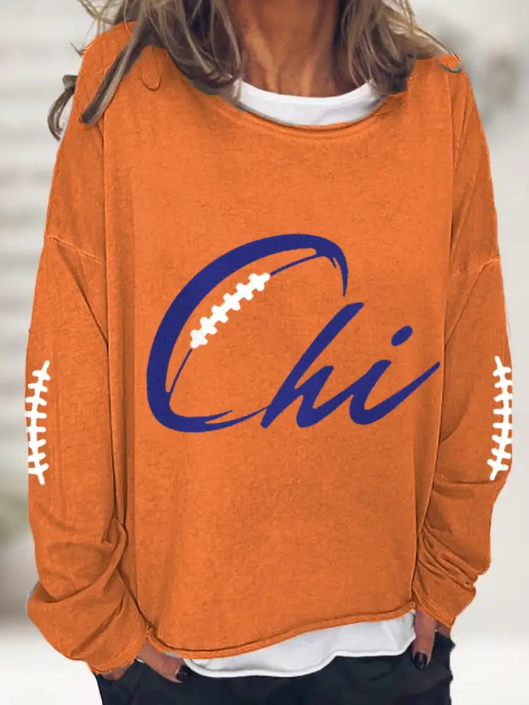 Women’s Football Fans Lovers Gameday Casual Sweatshirt Orange / S
