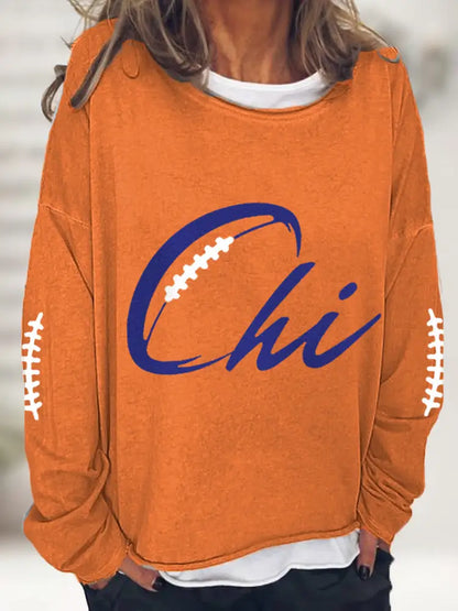 Women’s Football Fans Lovers Gameday Casual Sweatshirt Orange / S