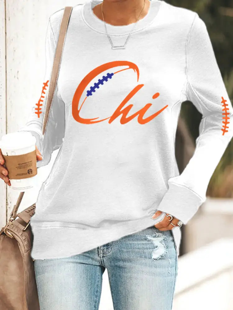 Women’s Football Fans Lovers Gameday Casual Sweatshirt White / S