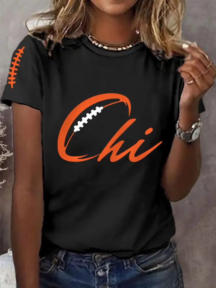 Women’s Football Fans Lovers Gameday Casual Tee Black / S