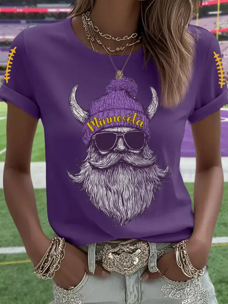 Women’s Football Fans Lovers Gameday Casual Tee Deep Purple / S