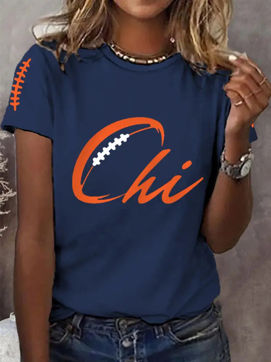 Women’s Football Fans Lovers Gameday Casual Tee Navy Blue / S