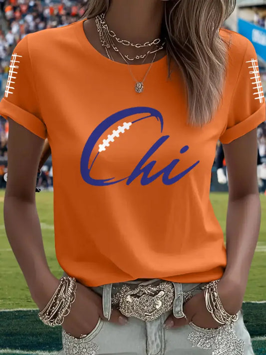 Women’s Football Fans Lovers Gameday Casual Tee Orange / S