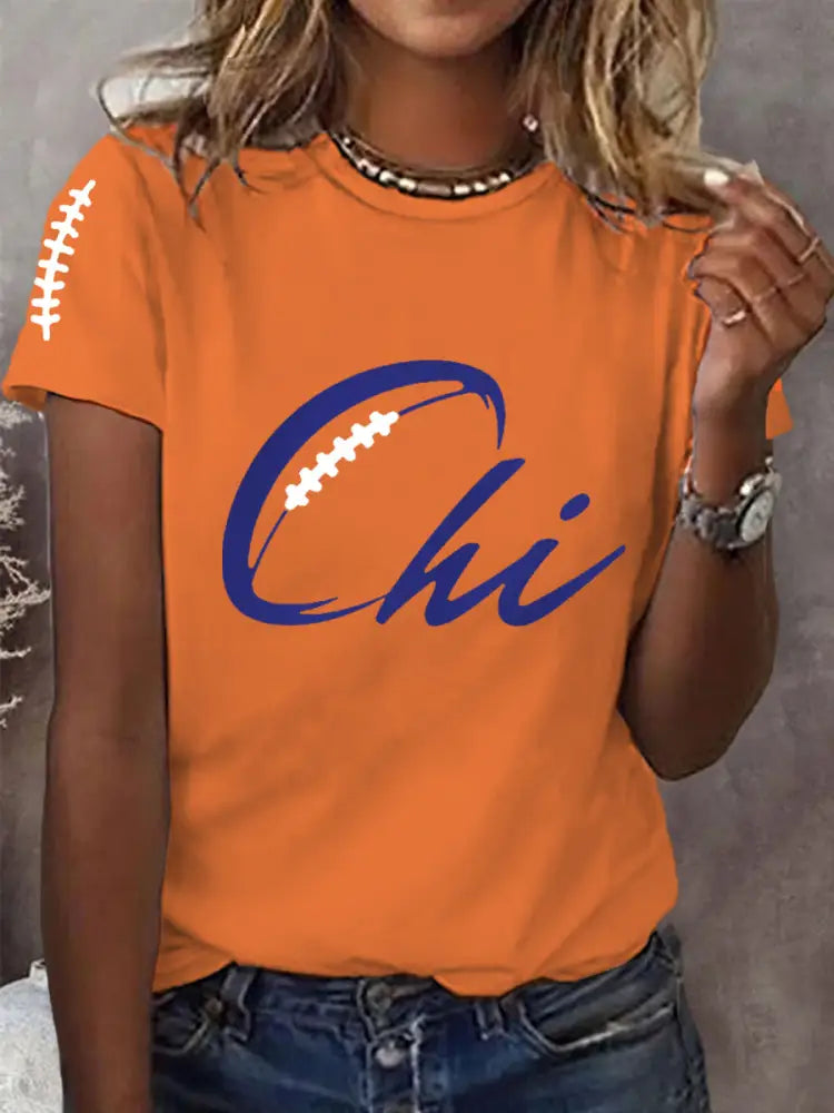 Women’s Football Fans Lovers Gameday Casual Tee Orange / S