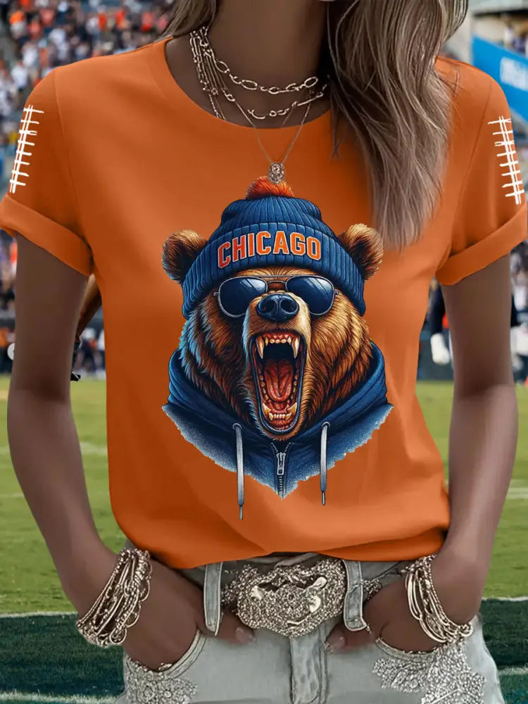 Women’s Football Fans Lovers Gameday Casual Tee Orange / S
