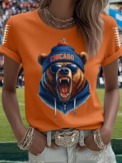 Women’s Football Fans Lovers Gameday Casual Tee Orange / S
