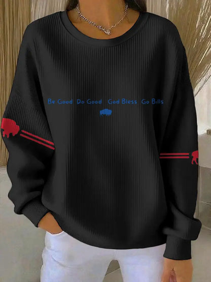 Women’s Football Lover Buffalo Printed Sweatshirt Black / S