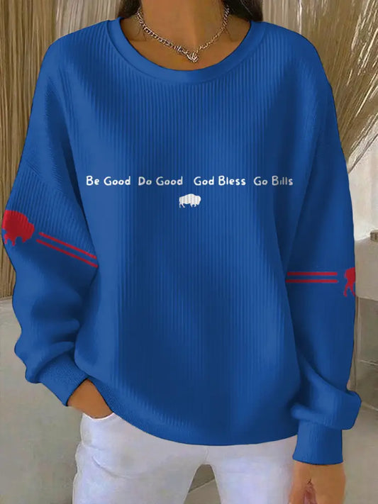 Women’s Football Lover Buffalo Printed Sweatshirt Blue / S