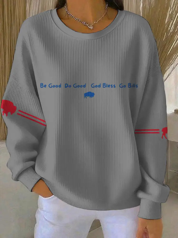 Women’s Football Lover Buffalo Printed Sweatshirt Light Gray / S