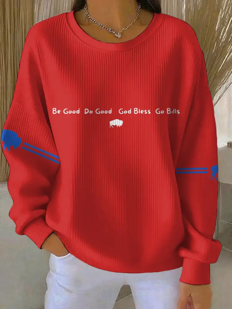 Women’s Football Lover Buffalo Printed Sweatshirt Red / S
