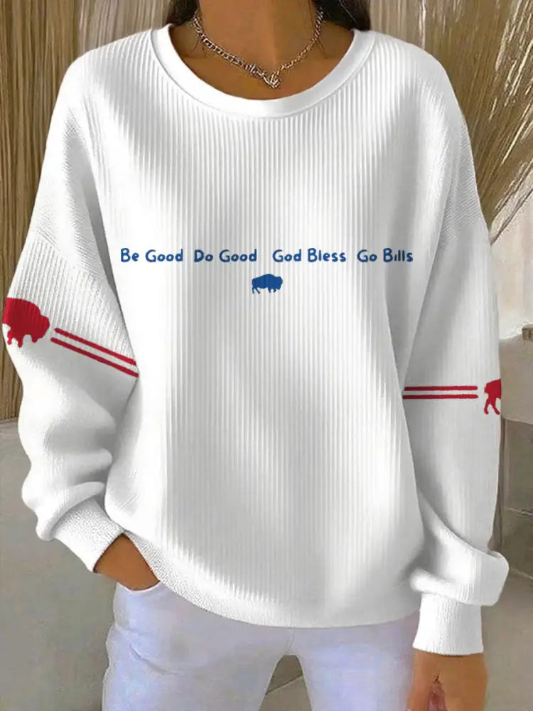 Women’s Football Lover Buffalo Printed Sweatshirt White / S