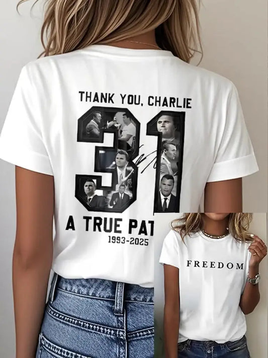 Women’s Freedom American Flag Printed Commemorative T-shirt A / S