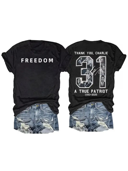 Women’s Freedom American Flag Printed Commemorative T-shirt A / S