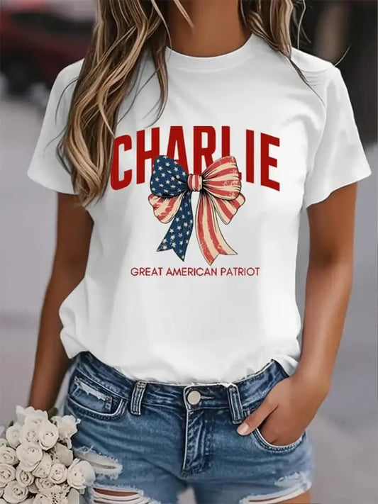 Women’s Freedom American Flag Printed Commemorative T-shirt A / S