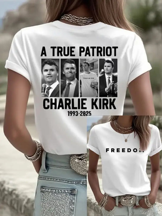 Women’s Freedom American Flag Printed Commemorative T-shirt A / S