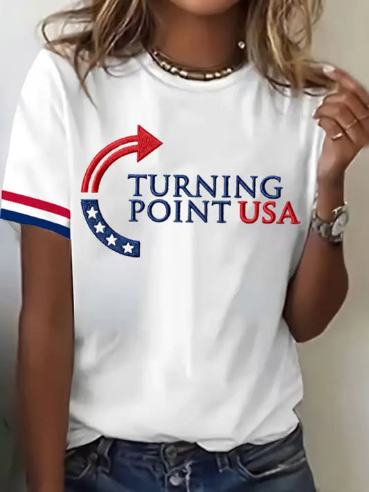Women’s Freedom American Flag Printed Commemorative T-shirt A / S