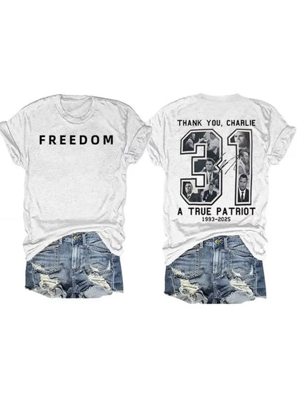 Women’s Freedom American Flag Printed Commemorative T-shirt B / S