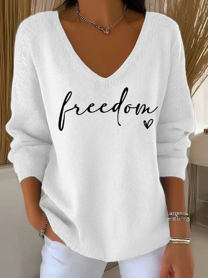 Women’s Freedom Charlie Kirk V-Neck Long-Sleeve Top White / S