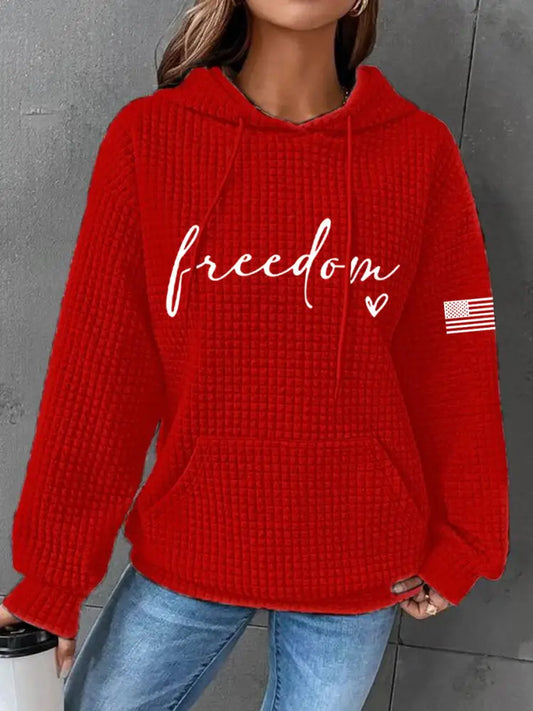 Women’s Freedom Charlie Kirk Waffle Hoodie Red / S
