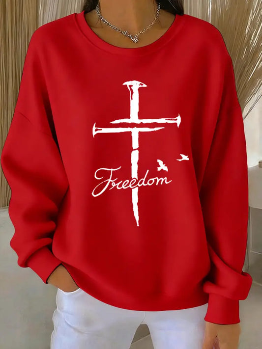 Women’s Freedom Cross Faith Sweatshirt Red / S