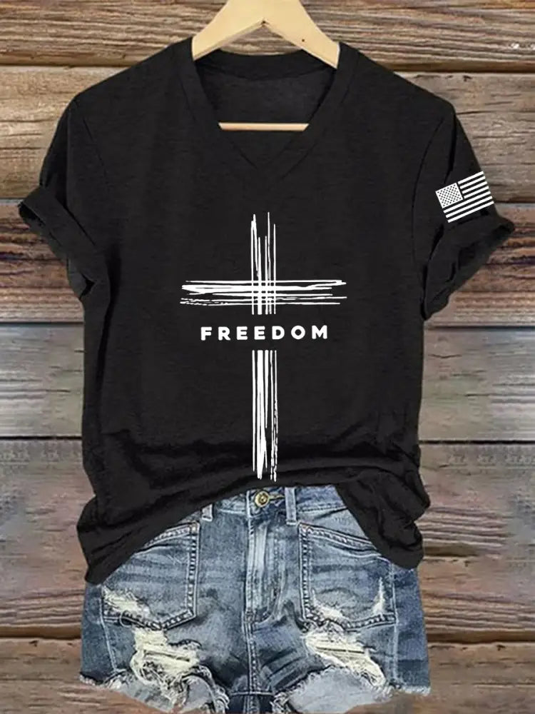 Women’s Freedom Cross Short Sleeve T-Shirt Black / S