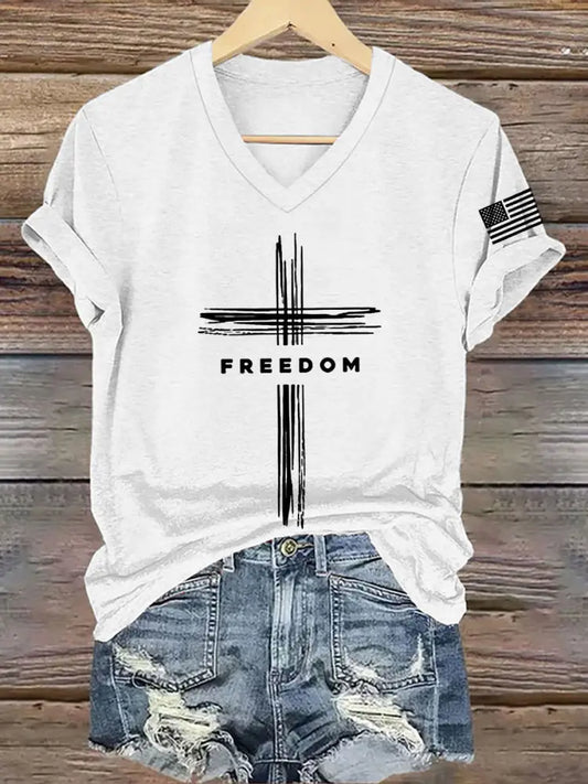 Women’s Freedom Cross Short Sleeve T-Shirt White / S