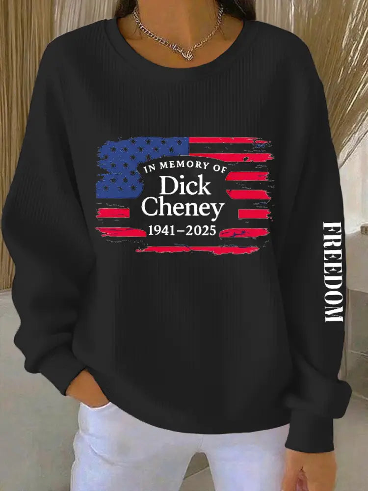 Women’s Freedom Dick Cheney: Lead Fallow Or Get Out Of The Way Ribbed Round-Neck Sweatshirt Black / S