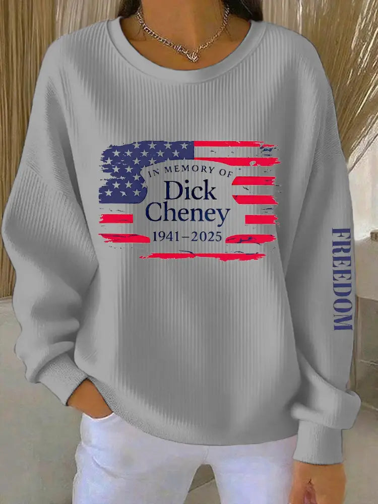 Women’s Freedom Dick Cheney: Lead Fallow Or Get Out Of The Way Ribbed Round-Neck Sweatshirt Gray / S