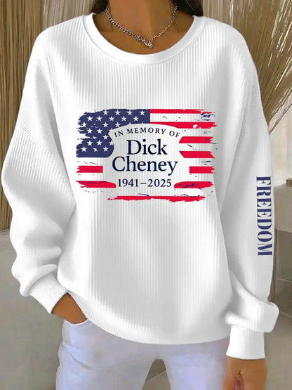 Women’s Freedom Dick Cheney: Lead Fallow Or Get Out Of The Way Ribbed Round-Neck Sweatshirt White / S