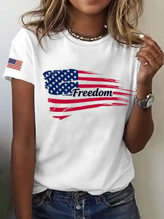 Women’s Freedom Flag Short Sleeve T-Shirt White / S