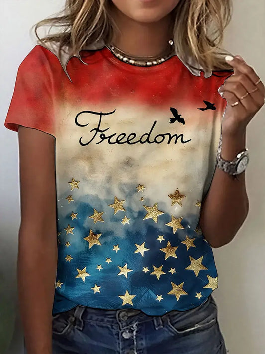 Women’s Freedom Flag T-Shirts As picture / S