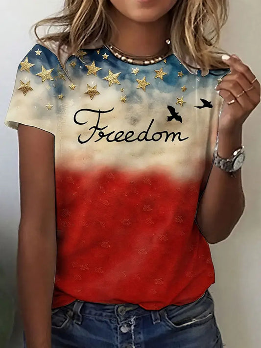Women’s Freedom Flag T-Shirts As picture / S