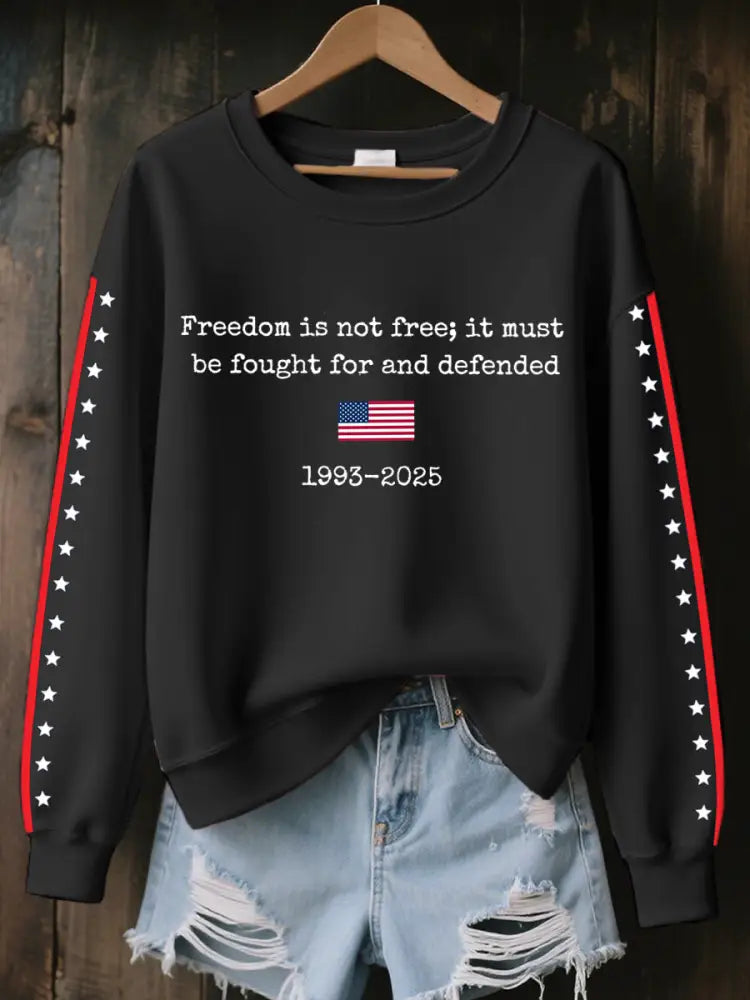 Women’s Freedom Is Not Free It Must Be Fought For And Defended Print Sweatshirt Black / S