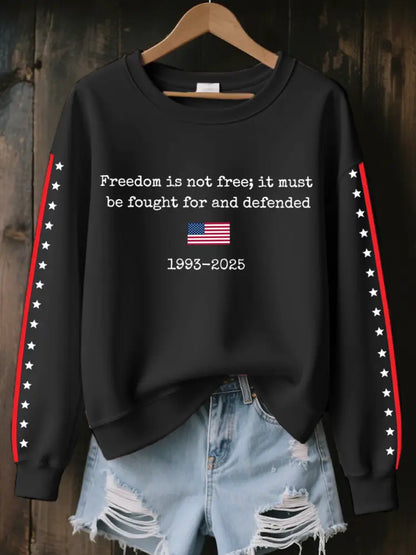 Women’s Freedom Is Not Free It Must Be Fought For And Defended Print Sweatshirt Black / S