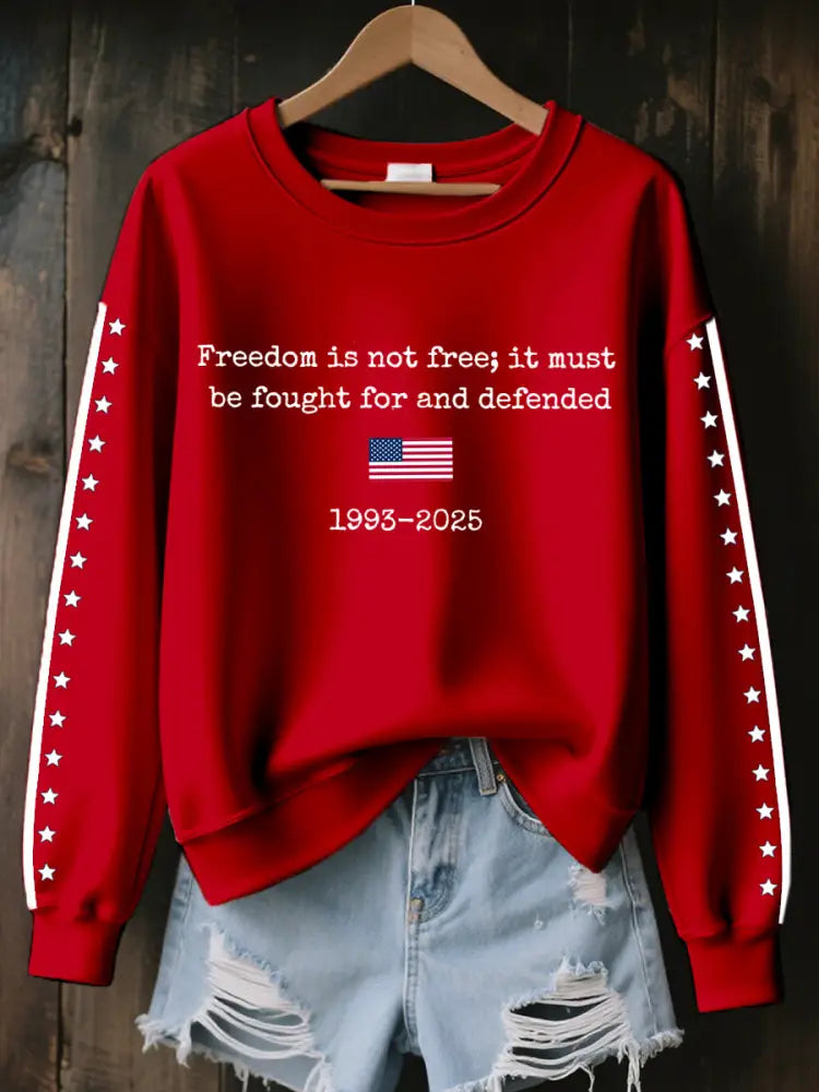 Women’s Freedom Is Not Free It Must Be Fought For And Defended Print Sweatshirt Red / S