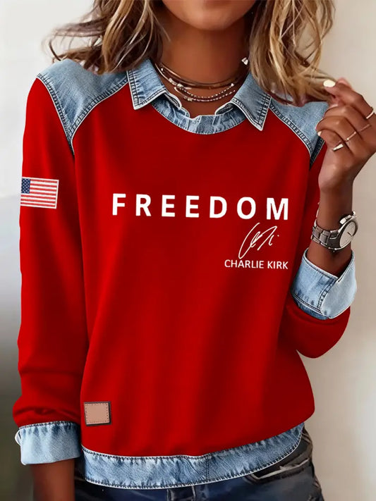 Women’s Freedom Is Not Free R.I.P Charlie Kirk Casual Long Sleeve Top Red / S