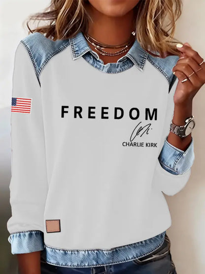 Women’s Freedom Is Not Free R.I.P Charlie Kirk Casual Long Sleeve Top White / S