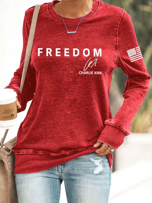 Women’s Freedom Is Not Free R.I.P Charlie Kirk Casual Sweatshirt Red / S