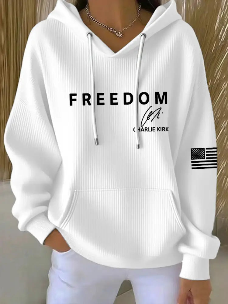 Women’s Freedom Is Not Free R.I.P Charlie Kirk Long Sleeve Hoodie White / S