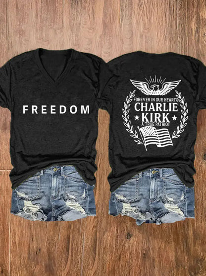 Women’s Freedom Is Not Free R.I.P Charlie Kirk Short Sleeve T-shirt Black / S