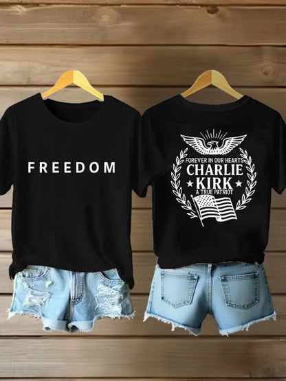 Women’s Freedom Is Not Free R.I.P Charlie Kirk Short Sleeve T-shirt Black / S