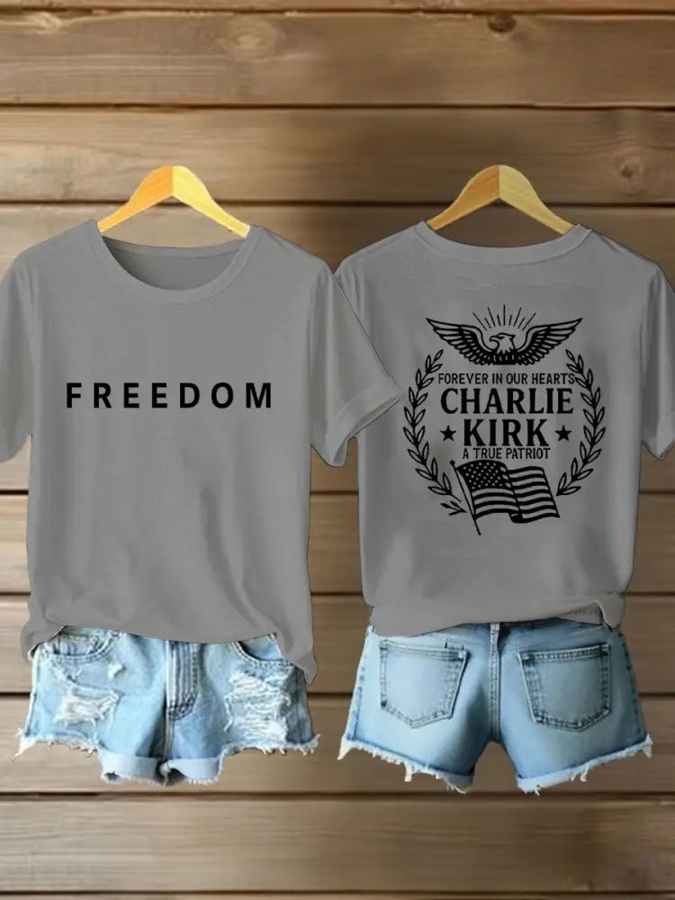 Women’s Freedom Is Not Free R.I.P Charlie Kirk Short Sleeve T-shirt Light Gray / S