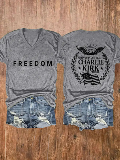 Women’s Freedom Is Not Free R.I.P Charlie Kirk Short Sleeve T-shirt Light Gray / S