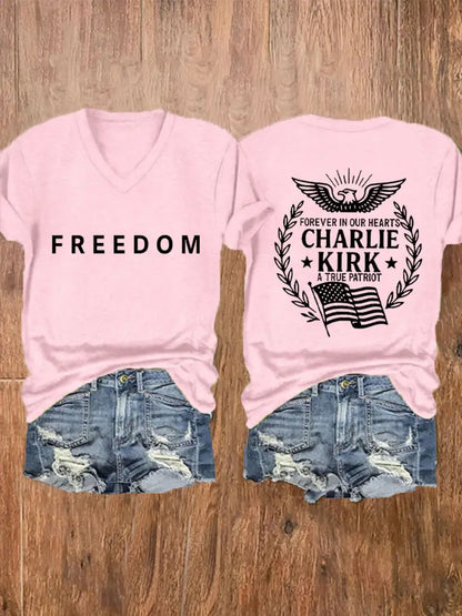 Women’s Freedom Is Not Free R.I.P Charlie Kirk Short Sleeve T-shirt Light Pink / S