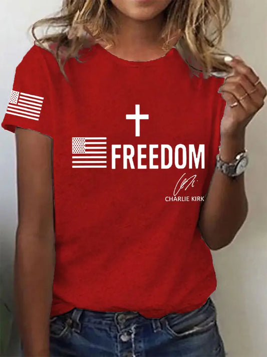 Women’s Freedom Is Not Free R.I.P Charlie Kirk Short Sleeve T-shirt Pure Red / S