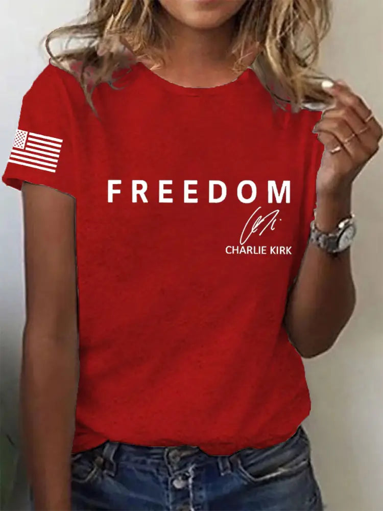 Women’s Freedom Is Not Free R.I.P Charlie Kirk Short Sleeve T-shirt Red / S