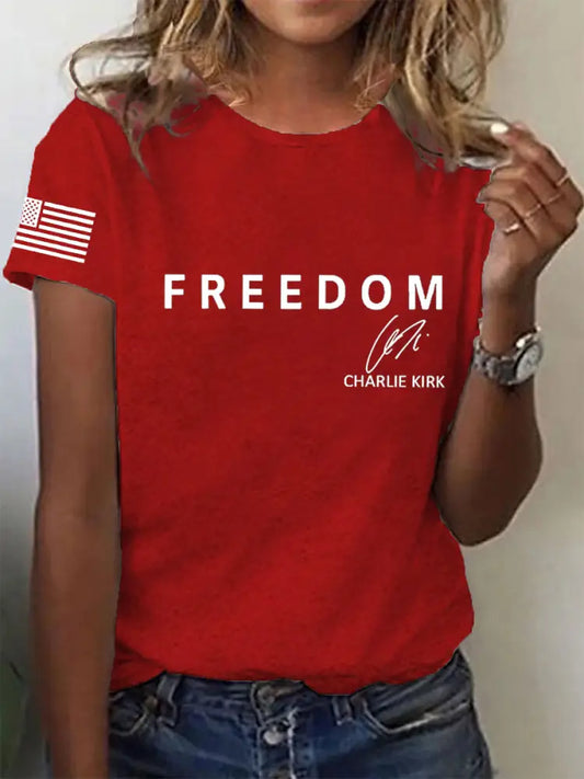 Women’s Freedom Is Not Free R.I.P Charlie Kirk Short Sleeve T-shirt Red / S