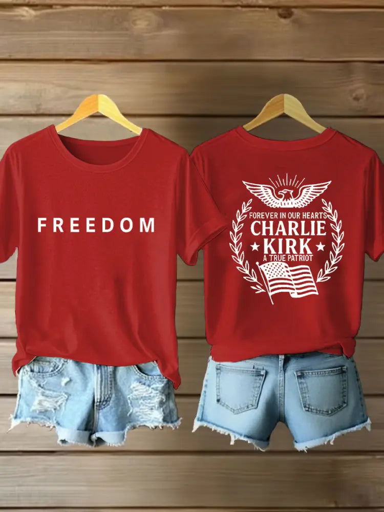 Women’s Freedom Is Not Free R.I.P Charlie Kirk Short Sleeve T-shirt Red / S